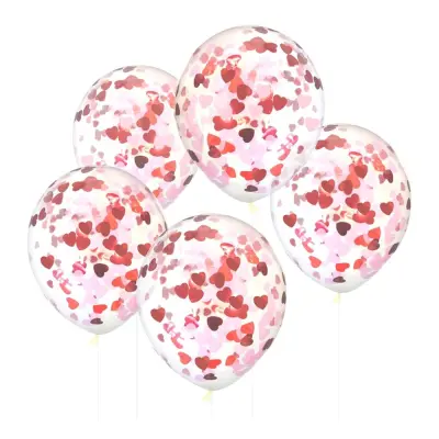 Konfettiballonger med Hjärtan Rosa/Röd - 5-pack