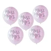 Konfettiballonger Miss To Mrs - 5-pack