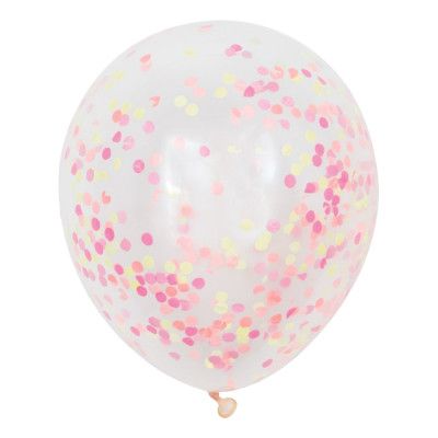 Konfettiballonger Neonfärger - 6-pack