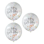 Konfettiballonger Pastell Happy Birthday - 5-pack