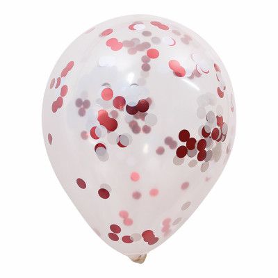 Konfettiballonger Röd/Vit - 5-pack