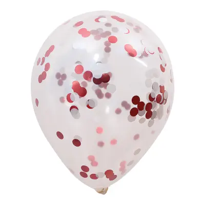 Konfettiballonger Röd/Vit - 5-pack