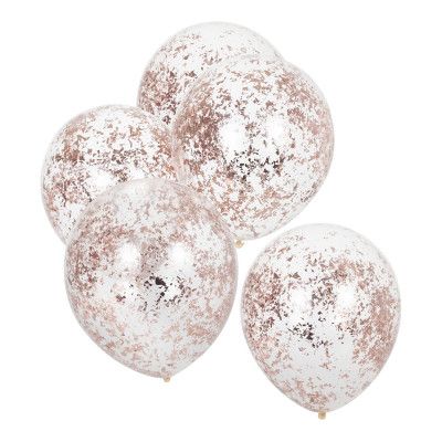 Konfettiballonger Roséguld/Transparent - 5-pack