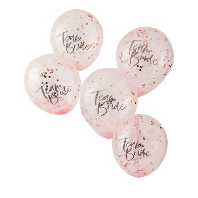 Konfettiballonger Team Bride Rosa/Roséguld - 5-pack