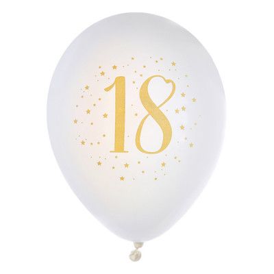 Latexballonger Siffra Vit/Guld - Siffra 18