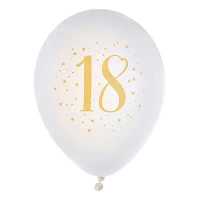 Latexballonger Siffra Vit/Guld - Siffra 18