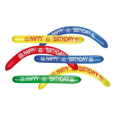 Ballonger Avlånga Happy Birthday - 2-pack