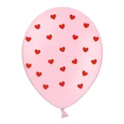 Latexballonger Rosa med Hjärtan - 6-pack