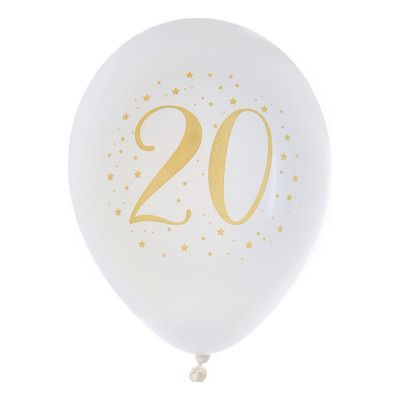 Ballonger Siffra Vit/Guld - Siffra 20