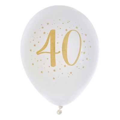 Ballonger Siffra Vit/Guld - Siffra 40