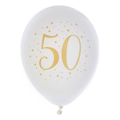 Ballonger Siffra Vit/Guld - Siffra 50