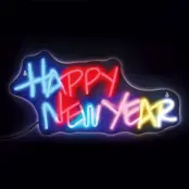 Neonskylt Happy New Year RGB