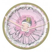 Pappersassietter Ballerina 1st Birthday - 8-pack