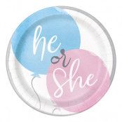 Pappersassietter Gender Reveal He & She - 8-pack