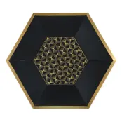 Papperstallrikar Hexagon Svart/Guld - 10-pack