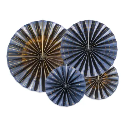 Pappersfjädrar Blå Mix Hängande Dekoration - 4-pack