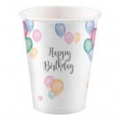 Pappersmuggar Happy Birthday Pastell - 8-pack