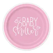 Papperstallrikar Baby Shower Rosa - 8-pack