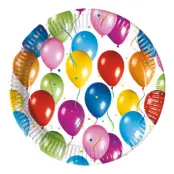 Papperstallrikar Ballonger Flerfärgade - 10-pack