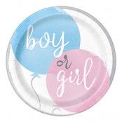 Papperstallrikar Gender Reveal He & She - 8-pack