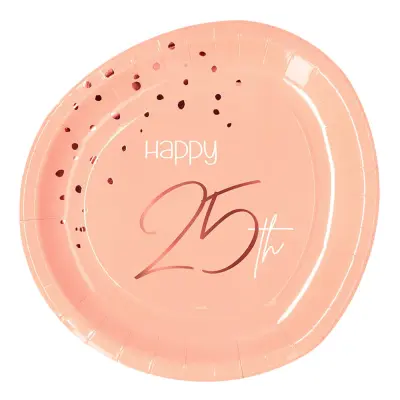 Papperstallrikar Happy 25th Lush Blush - 8-pack