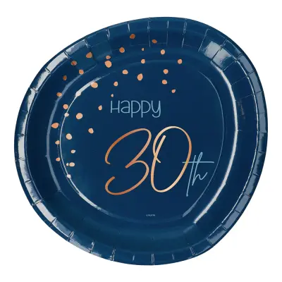 Papperstallrikar Happy 30th True Blue - 8-pack