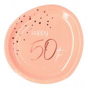 Papperstallrikar Happy 50th Lush Blush - 8-pack