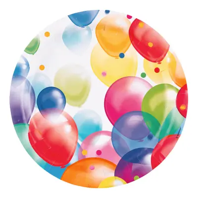 Papperstallrikar med Ballonger - 8-pack