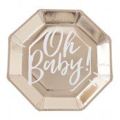 Papperstallrikar Oh Baby Guld Oktagon - 8-pack