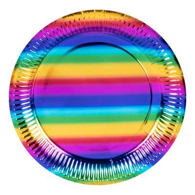 Papperstallrikar Regnbågsfärgad Metallic - 6-pack