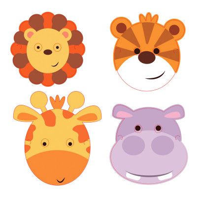 Pappmasker Djur Djungelkalas - 8-pack