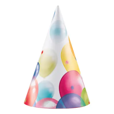 Partyhattar med Ballonger - 8-pack