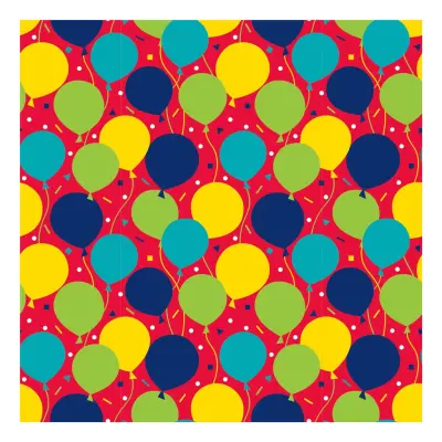Presentpapper Röd med Ballonger