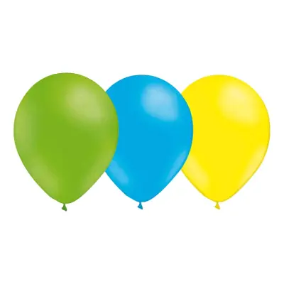 Ballongkombo Limegrön/Ljusblå/Ljusgul - 15-pack