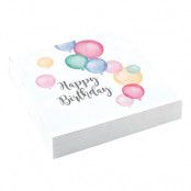 Servetter Ballonger Happy Birthday Pastell - 20-pack