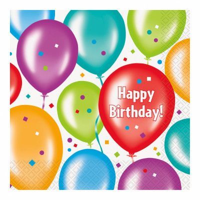 Servetter Happy Birthday Ballonger