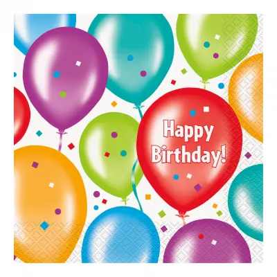 Servetter Happy Birthday Ballonger