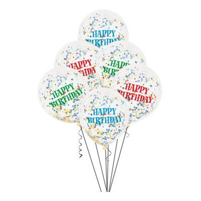 Konfettiballonger Happy Birthday - 6-pack