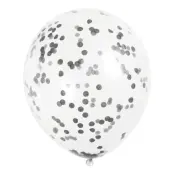 Konfettiballonger Svart/Grå - 6-pack