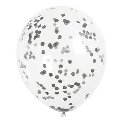 Konfettiballonger Svart/Grå - 6-pack