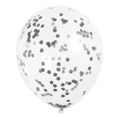 Konfettiballonger Svart/Grå - 6-pack