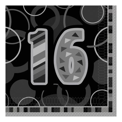 Servetter Svart 16 - 16-pack