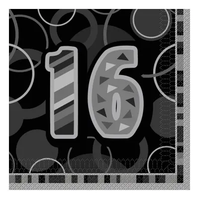 Servetter Svart 16 - 16-pack