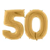 Sifferballong 50 Guld - 100 cm