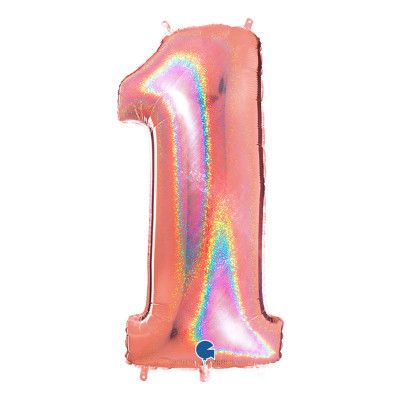 Sifferballong Glitter Roséguld - Siffra 1