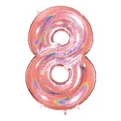 Sifferballong Glitter Roséguld - Siffra 8
