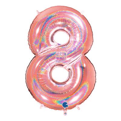 Sifferballong Glitter Roséguld - Siffra 8