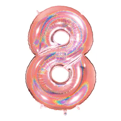 Sifferballong Glitter Roséguld - Siffra 8