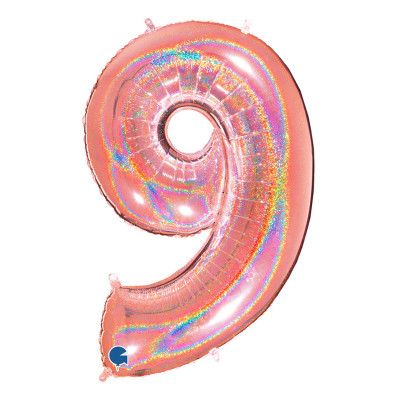 Sifferballong Glitter Roséguld - Siffra 9