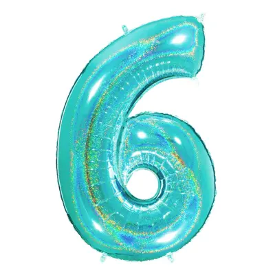 Sifferballong Glitter Turkos - Siffra 6